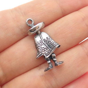 JMM Martinez 925 Sterling Silver Vintage Sombrero Man Oxidized Charm Pendant
